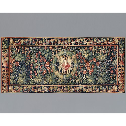 A Millefleurs Tapestry with the coat of arms and initials of Christine de Lechy